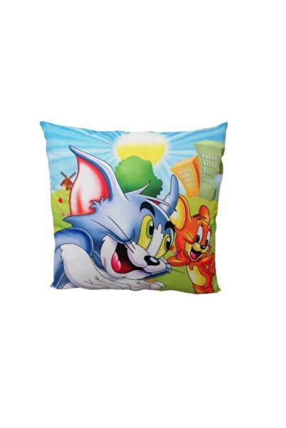 OEM Pernă personalizată pentru copii, Tom și Jerry, albastră, 45cm x 45cm