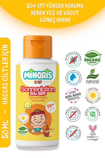 Minoris Baby Organik Bebek Güneş Kremi 50 SPF+ 50 ml