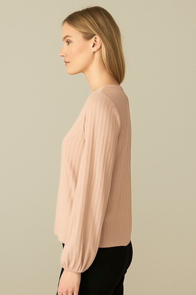 Kübra Tekstil Kadın Pudra Uzun Kollu Rahat Kalıp Bluz , Şık Rahat ve Günlük , Kadın Bluz