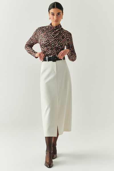 Exquise Κανονική μίντι φούστα με σχισμή μπροστά και επένδυση ζώνης