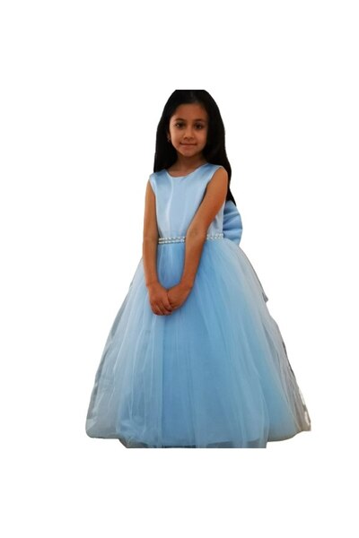 OEM Princess Dress with Pearls and Bow, V-back Unique Model, White, 9-10 years, 130-140CM