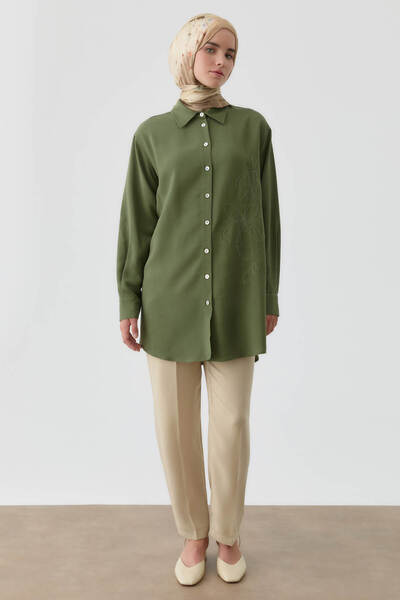 Tuğba Bol Paça Pensli Pantolon - Yeşil