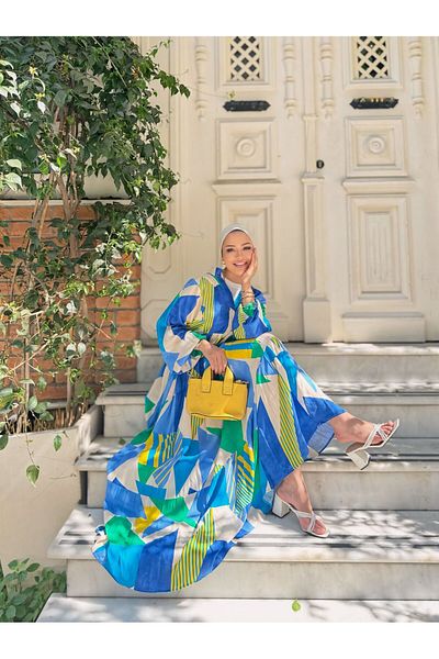 lurex moda Geometric Pattern Viscose Dress