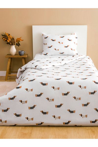 LC Waikiki Dog Patterned Single Duvet Cover Set
