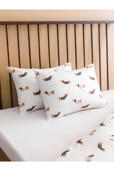 LC Waikiki Dog Patterned Double Duvet Cover Set