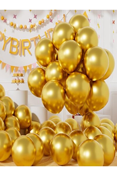 Işıltı Balon Dükkanı 10 Pcs Gold Metallic Balloons Shiny Party Balloon Gradua...