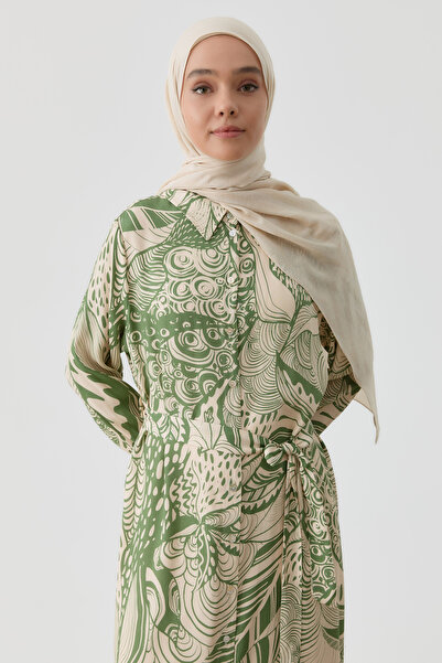 Tuğba Zikzak Desenli Jakar Şal - Bej