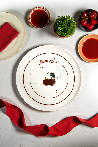 FH finehome Cherry Light Porcelain 4-Piece Cake Plate 21cm