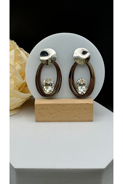 SK aksesuar أقراط فولاذية متدلية من الحجر الكبير