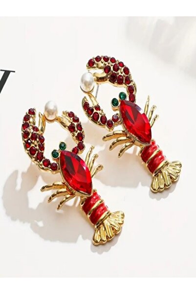 Alyas Aksesuar Parıldayan Kırmızı Istakoz Küpe