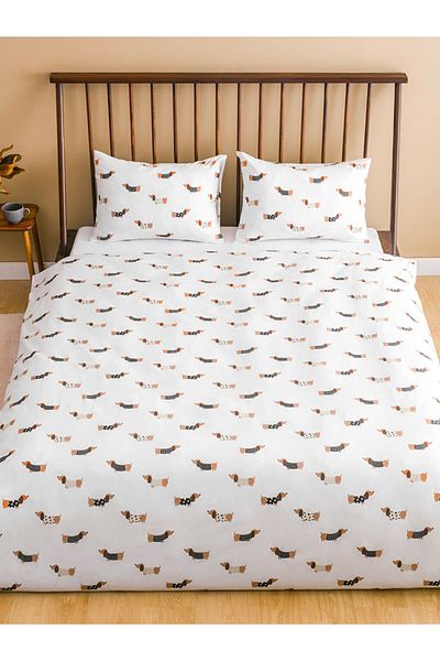 LC Waikiki Dog Patterned Double Duvet Cover Set