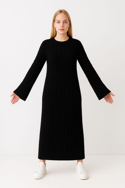 The Velavois Women's Knitted Patterned Knitwear Dress