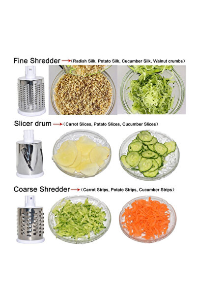 Bisbell 3 In 1 Rotary Vegetable Slicer,Slicer For Vegetable Fruit Cheese Nut,BB2093