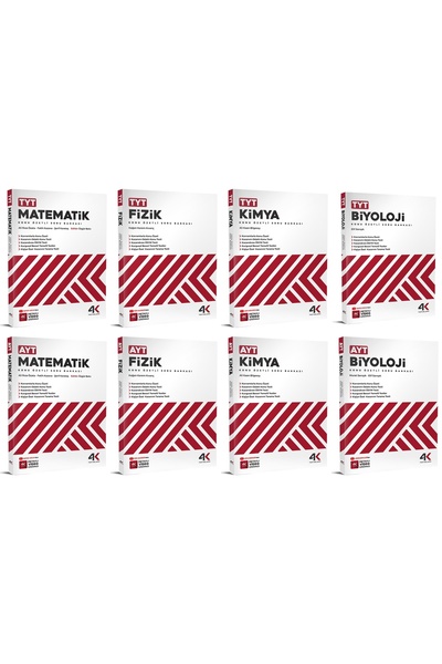 4k Yayınları 4K 2026 Tyt Ayt Matematik + Fizik + Kimya + Biyoloji Soru Bankası Seti 8 Kitap