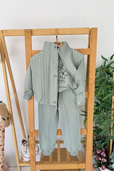 Minigimin Cicileri Set de 3 piese pentru fetiță cu model de flori și vestă pe...