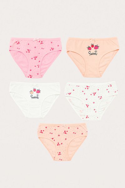 Katia&Bony Girl's Strawberry Printed 5-Piece Slip Panties