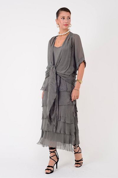 Park Moda 5015I Kruvaze Bolero Detail Floor Floor Silk Dress
