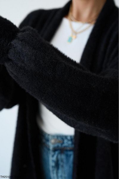 CADDELAMODA Women's Shawl Collar Bearded Long Soft Cardigan