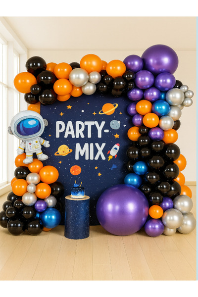 party mix Uzay Temalı Parti Süsleme Balon Set 65'li - Astronot Folyo Balon Do...