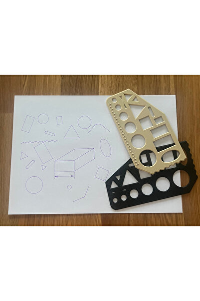 Flexilab Creative Çok Fonksiyonlu Şekil Cetveli 2'li Set – Teknik Çizim, Ölçü...