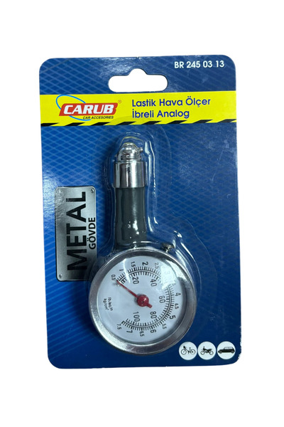 Carub Lastik Hava Ölçer Metal Gövdeli İbreli Analog Gösterge BR245 03 13