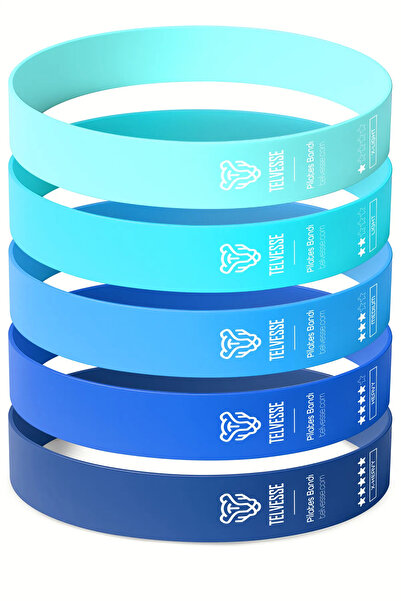 Ozsport 5 benzi de rezistență diferite pentru Pilates, cu geantă, latex, exerciții de aerobic, squat, banda de cauciuc, cu capăt închis, albastru