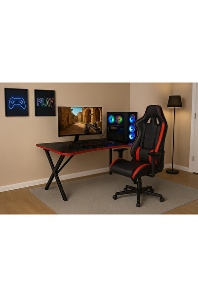 OlcayAksesuar X Metal Ayaklı Oyuncu Masası Gamer Masa