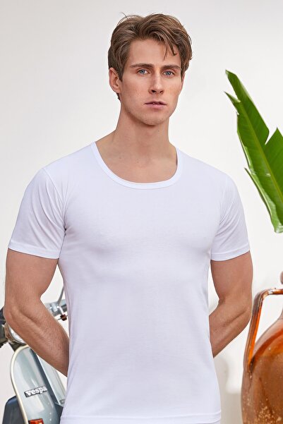 Berrak ERKEK PENYE PAMUKLU BİSİKLET YAKA (AÇIK YAKA) YARIM KOLLU FANİLA 6 ADET