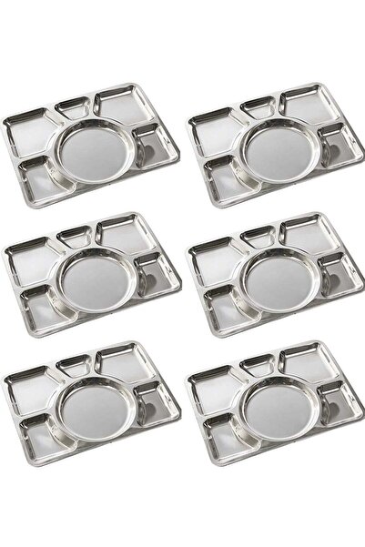 ELEGANT HOME صينية تقديم من الفولاذ المقاوم للصدأ مكونة من 6 أقسام