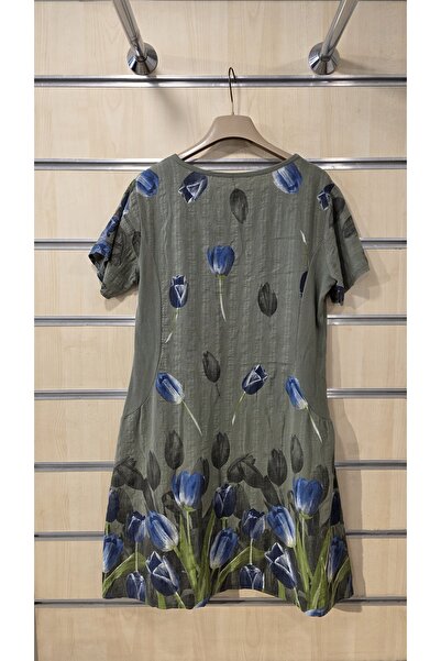 Park Moda Ιταλικό βαμβακερό κοντό φόρεμα με μοτίβο τουλίπας