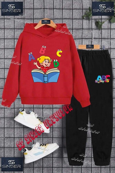 SS SİNSER Παιδικό Unisex Σετ Φούτερ με Κουκούλα με Ειδική Εκτύπωση "KIZ KİTAP...