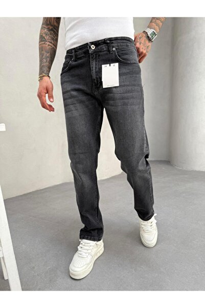 KağanKY Ανθρακίτης λειαντός ελαστικό ύφασμα τζιν κανονικής εφαρμογής