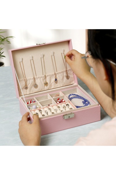 gaman Large Capacity Jewelry Organizer Box - Velvet Inner Lining with Lock