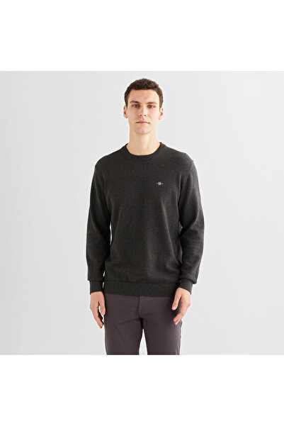 Gant Erkek Gri Regular Fit Bisiklet Yaka Kazak