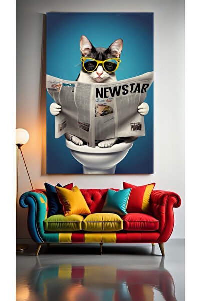 özkacar WC TOALETĂ FUNNY CAT Home Wall Salon Salon de înfrumusețare Birou Mag...