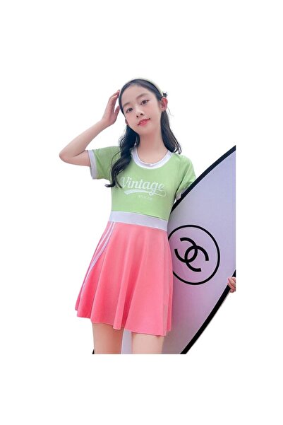 Mixbo One-Piece Swimsuit for Kids, Green, 56 cm