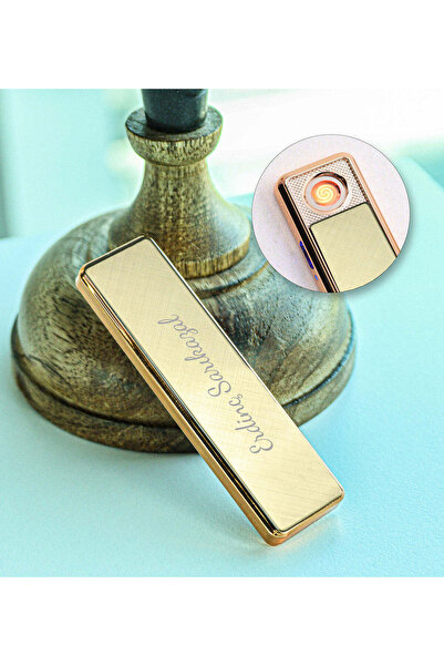 İkon store Elektronik Alevsiz Gold Renk USB Şarjlı Çakmak