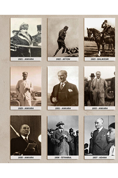 BERSONAY 1899–1938 Atatürk Fotoğraflarıyla Kronolojik Albüm 25 Parçalı MDF Duvar Seti