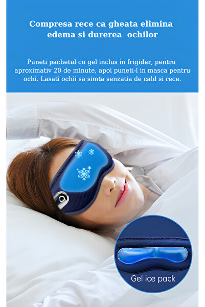 SpectrumPoint Aparat masaj vibrator pentru ochi, temperatura calda si rece, relaxeaza tensiunea ochilor, Negru