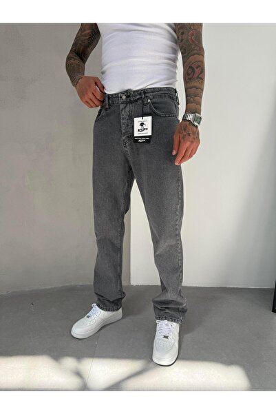 KağanKY Καπνιστό τζιν με φαρδύ κούρεμα