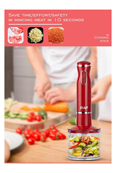 raf مجموعة خلاط يدوي 5 في 1 - مفرمة من الفولاذ المقاوم للصدأ بقوة 400 واط، وخلاط، وخلاط سموثي، وخافق حليب