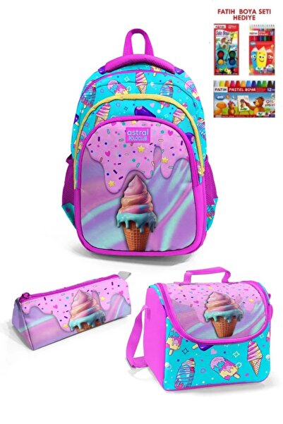 Astral Polo Club Design Patterned 3 Compartment School Bag Set of 3 (Backpack...
