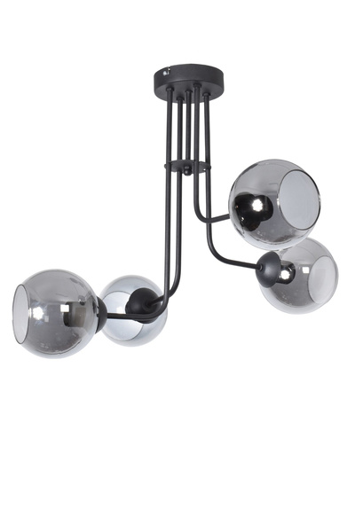 Modavize Elif Modern Tasarım Salon Yemek Odası Mutfak Siyah Renk Füme Camlı Sarkıt 4 Lü Avize