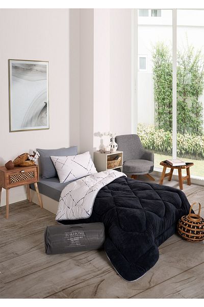 Sudemhome Μονό σετ ύπνου Welsoft Παπλωματάκι διπλής όψης Wellsoft Fluffy Fleece και σεντόνι 100x200