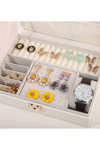 gaman Gmn10 Luxury Jewelry-Jewelry Storage Box with Lockable Key Large-Size Multi Jewelry Organizer