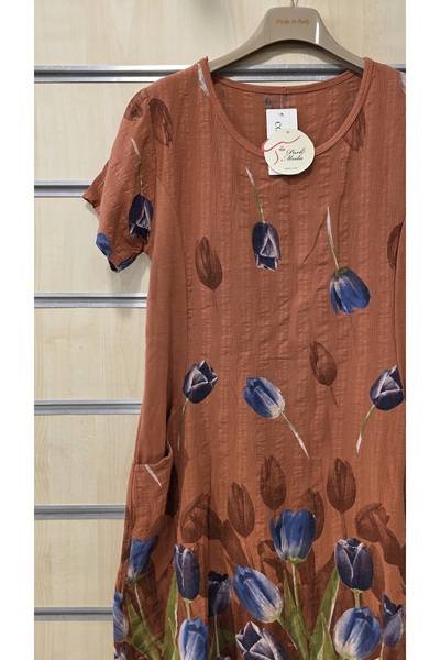 Park Moda Italian Cotton Short Dress Tulip Pattern
