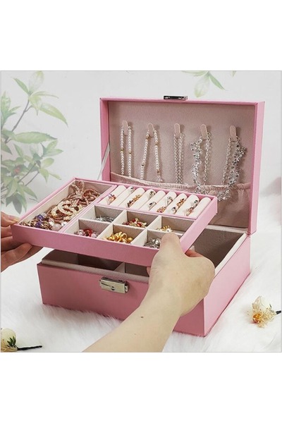 gaman Large Capacity Jewelry Organizer Box - Velvet Inner Lining with Lock