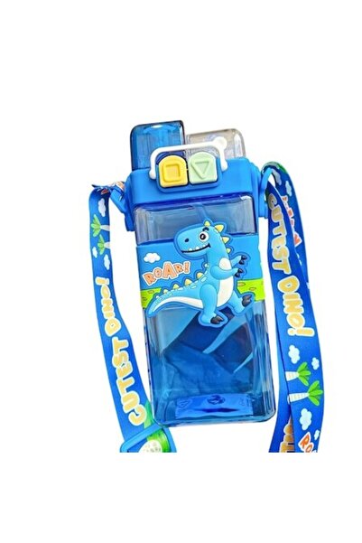 Mixbo Termos pentru copii Mixbo, model 2 în 1, cu curea și mâner, dinozaur albastru, 500 ml