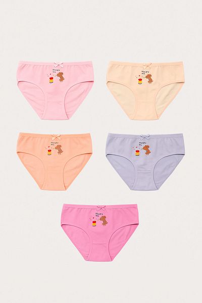 Katia&Bony Girl's Elephant Printed 5-Piece Slip Panties