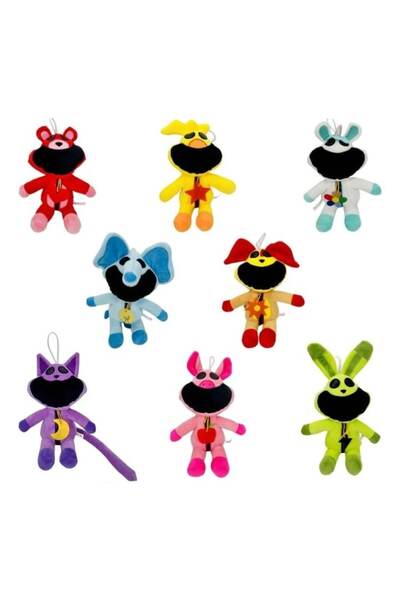 OEM Set 8 Plush Figurines, The Smiling Critters, Keychain Type, Multicolor, 18 cm